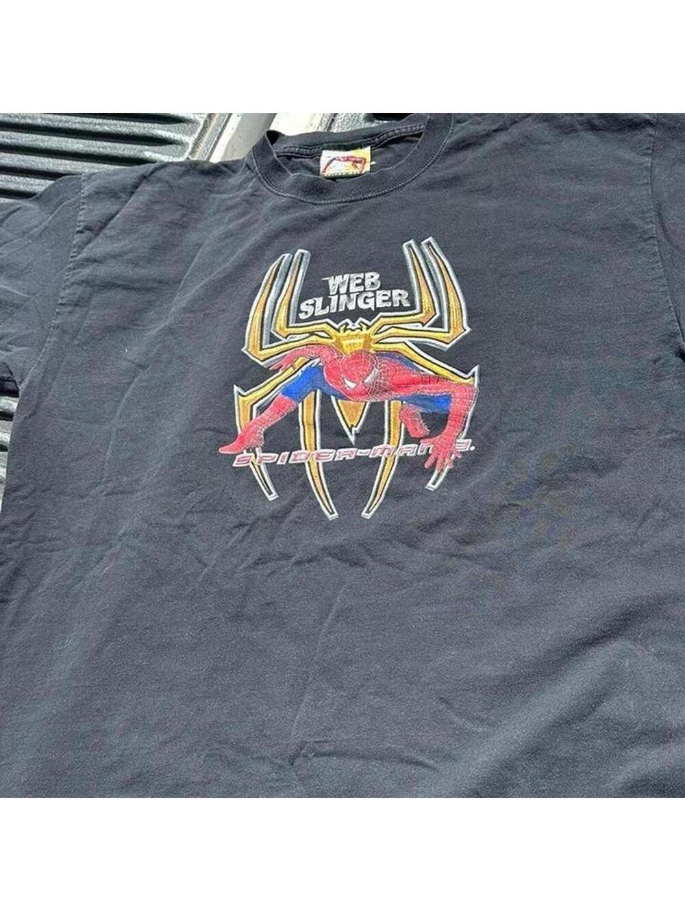 2004 Spider-Man 2 Black "Web Slinger" Tee XL Rare VTG Vintage - Picture 2 of 4